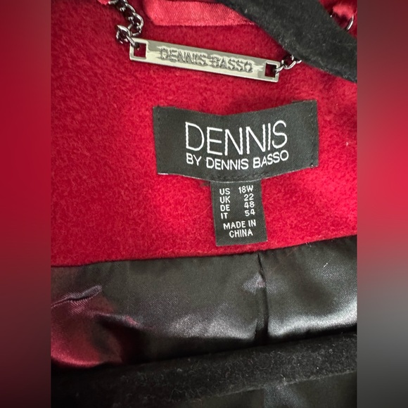 Dennis by Dennis Basso Red Wool-Blend Wrap Coat | Magnetic Closure | Size 18W - Picture 7 of 12